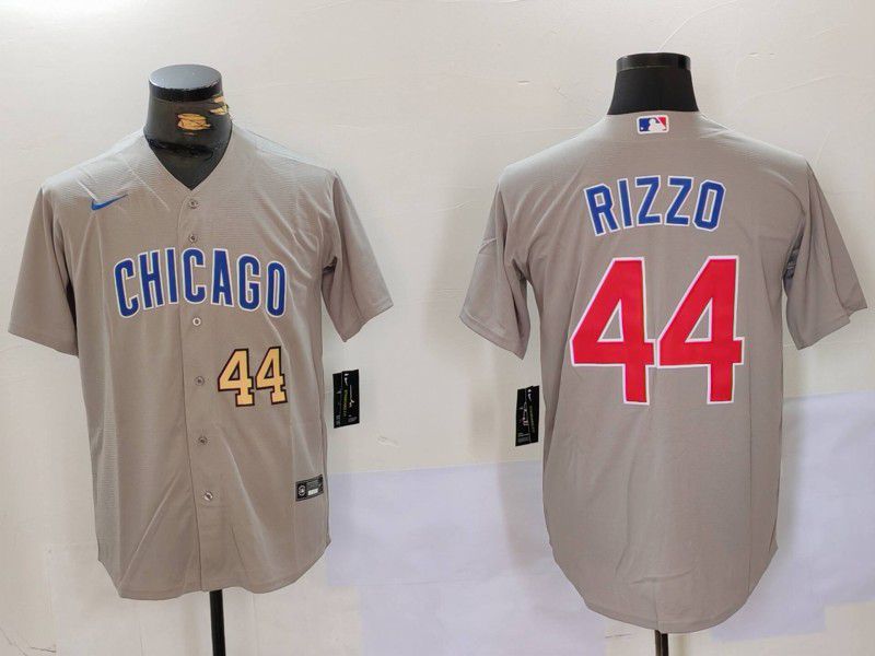 Men Chicago Cubs #44 Rizzo Grey Game 2024 Nike MLB Jersey style 2